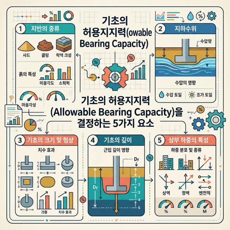 ai thumbnail infographic 기초의 허용지지력Allowable Bearing Capacity을 결정하는 5가지 요소 1789992001