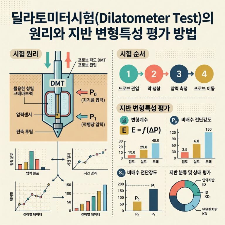 ai thumbnail infographic 딜라토미터시험Dilatometer Test의 원리와 지반 변형특성 평가 방법 1790656046