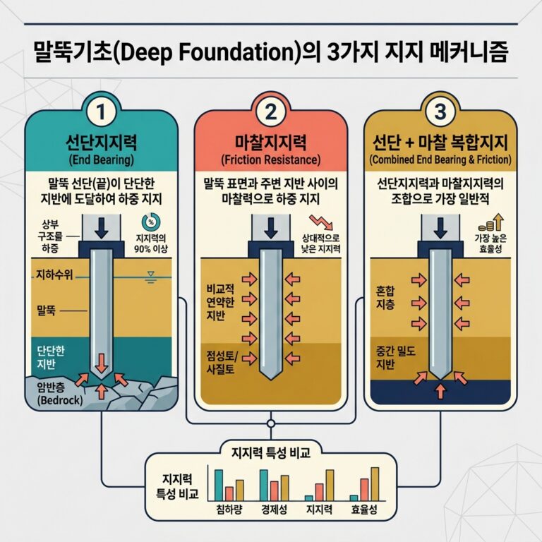 ai thumbnail infographic 말뚝기초Deep Foundation의 3가지 지지 메커니즘 1789991781