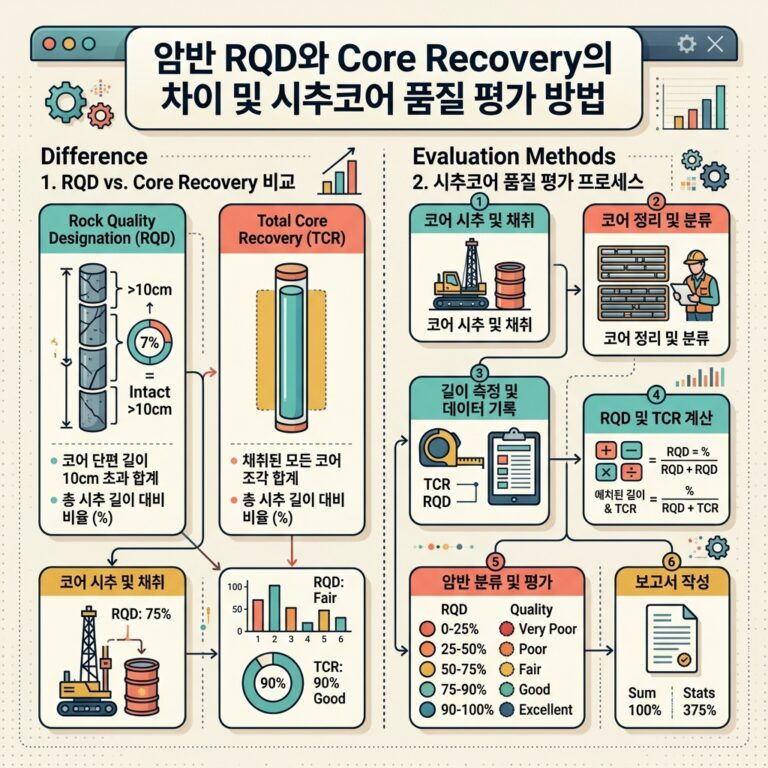 ai thumbnail infographic 암반 RQD와 Core Recovery의 차이 및 시추코어 품질 평가 방법 1790656258