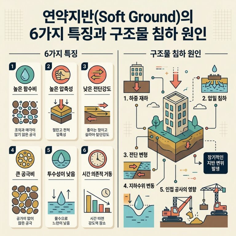 ai thumbnail infographic 연약지반Soft Ground의 6가지 특징과 구조물 침하 원인 1789990633