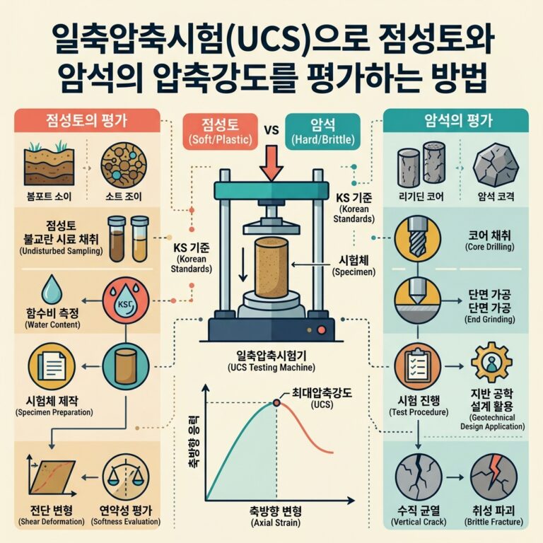 ai thumbnail infographic 일축압축시험UCS으로 점성토와 암석의 압축강도를 평가하는 방법 1790649492