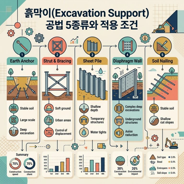 ai thumbnail infographic 흙막이Excavation Support 공법 5종류와 적용 조건 1789992498