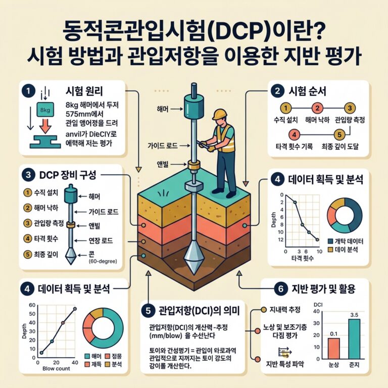 ai thumbnail infographic 동적콘관입시험DCP이란 시험 방법과 관입저항을 이용한 지반 평가 1792630925