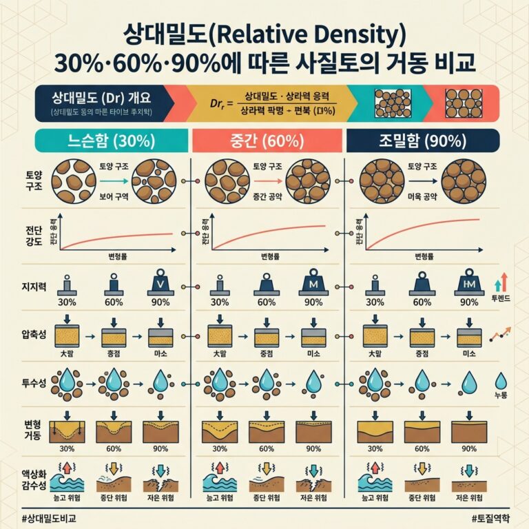 ai thumbnail infographic 상대밀도Relative Density 30·60·90에 따른 사질토의 거동 비교 1791544386