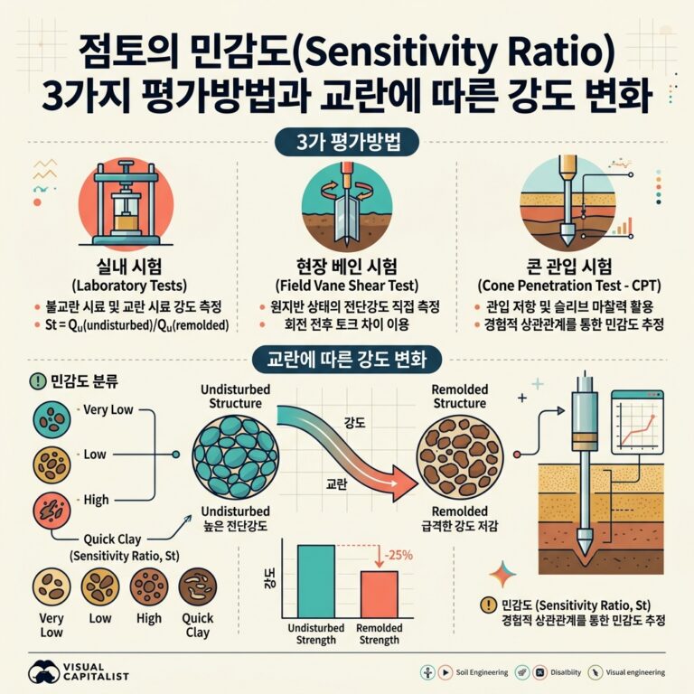 ai thumbnail infographic 점토의 민감도Sensitivity Ratio 3가지 평가방법과 교란에 따른 강도 변화 1791293427