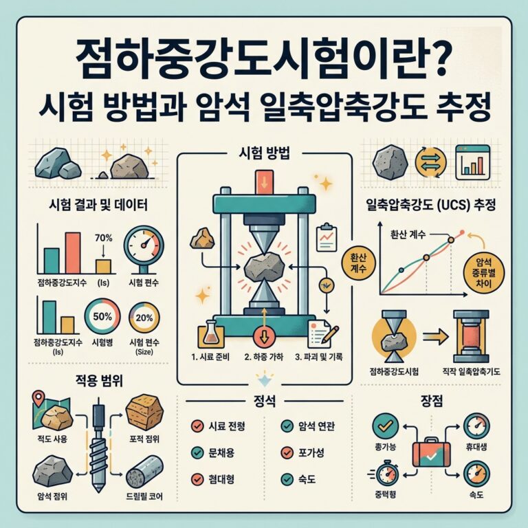 ai thumbnail infographic 점하중강도시험이란 시험 방법과 암석 일축압축강도 추정 1792627481