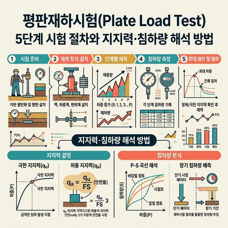ai thumbnail infographic 평판재하시험Plate Load Test 5단계 시험 절차와 지지력·침하량 해석 방법 1791709112