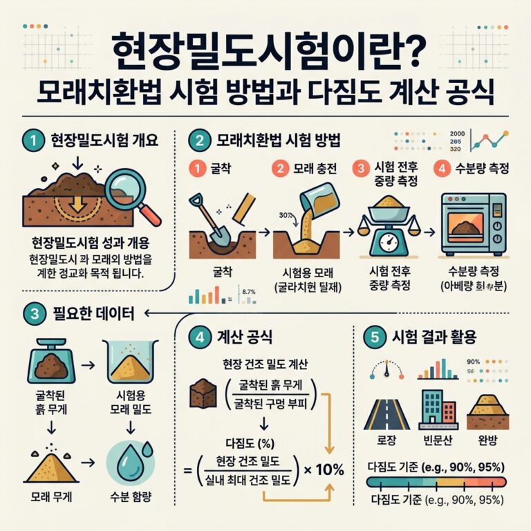 ai thumbnail infographic 현장밀도시험이란 모래치환법 시험 방법과 다짐도 계산 공식 1792630464